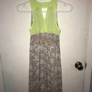 Neon Green and Flower Print Skirt
